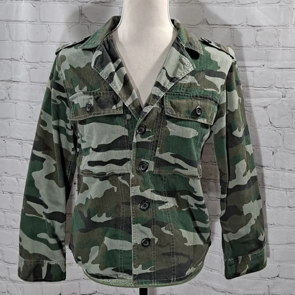 J. Crew Green Camouflage Utility Shirt Jacket